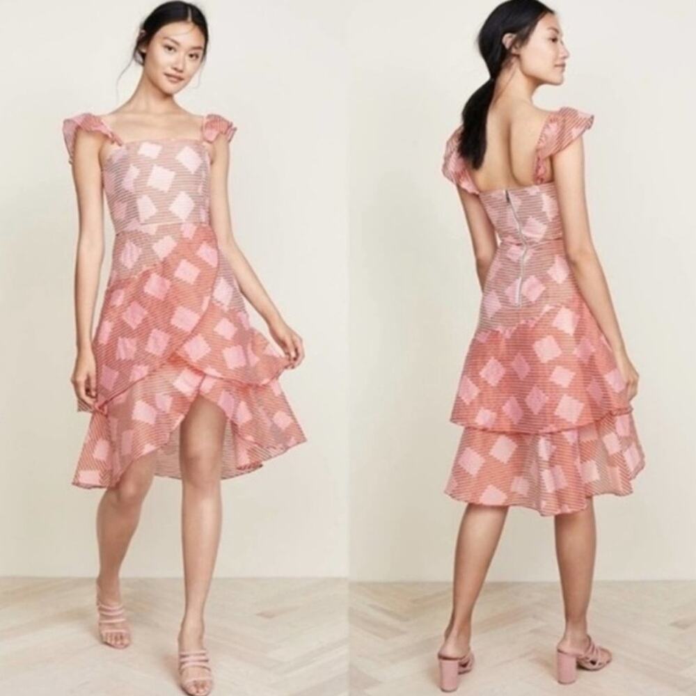 Alice + Olivia Azura waterfall ruffle dress organza size 12
